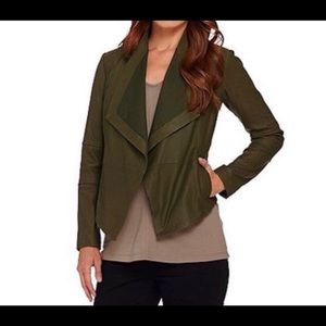 G.I.L.I. olive  military green tonal open soft leather jacket size 4